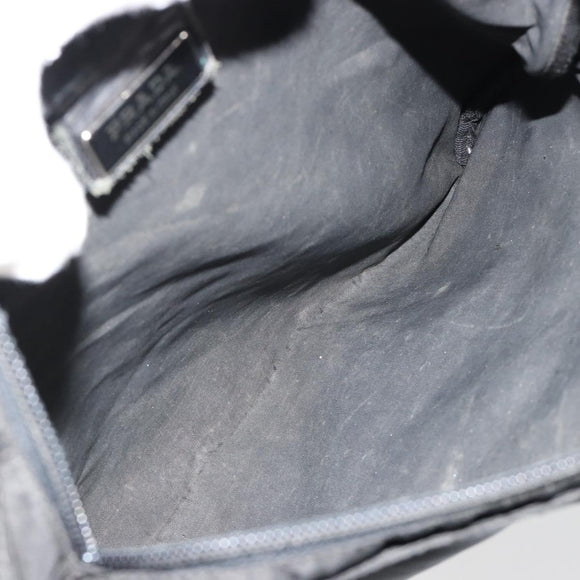 PRADA Umhängetasche Nylon Schwarz Silber Auth 181330