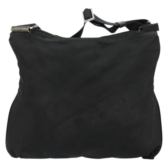 PRADA Umhängetasche Nylon Schwarz Silber Auth 181330