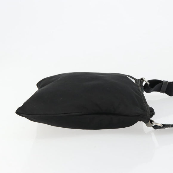 PRADA Umhängetasche Nylon Schwarz Silber Auth 181330