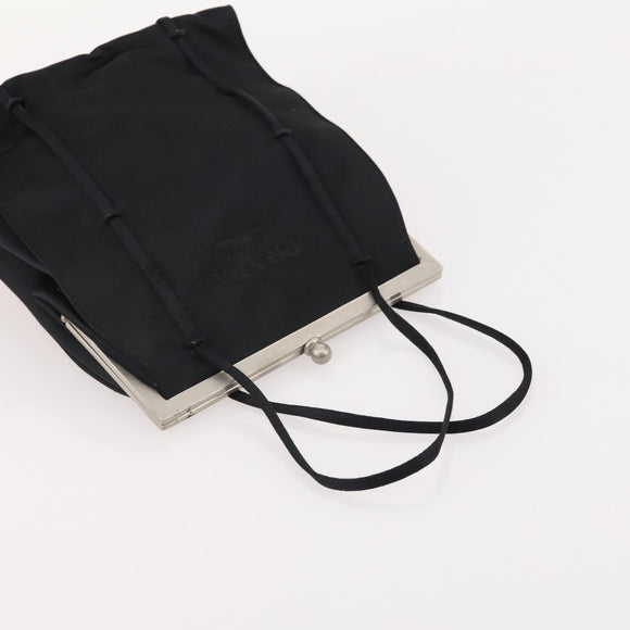 PRADA Shoulder Bag Nylon Suede 2 Set Black Silver Auth 181335