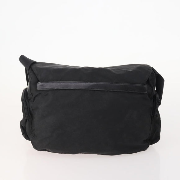PRADA Shoulder Bag Nylon Suede 2 Set Black Silver Auth 181335