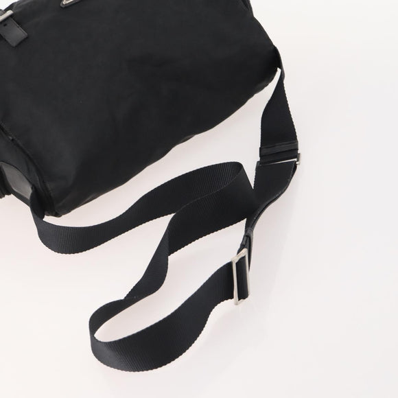 PRADA Shoulder Bag Nylon Suede 2 Set Black Silver Auth 181335