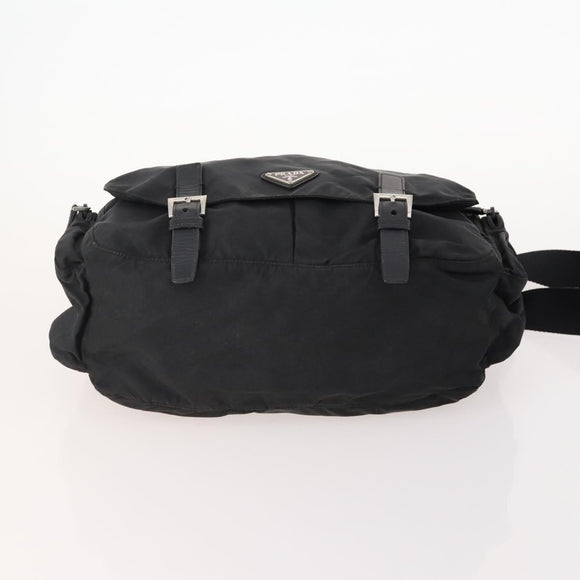 PRADA Shoulder Bag Nylon Suede 2 Set Black Silver Auth 181335