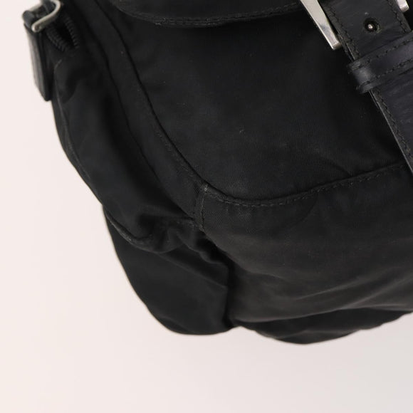 PRADA Shoulder Bag Nylon Suede 2 Set Black Silver Auth 181335