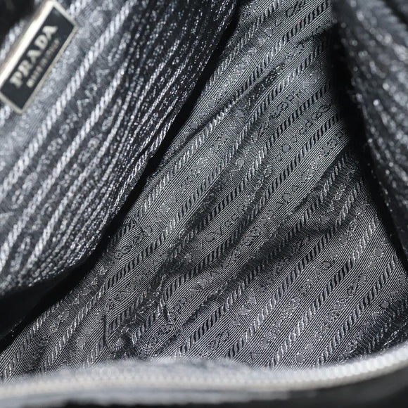 PRADA Shoulder Bag Nylon Suede 2 Set Black Silver Auth 181335