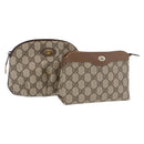 GUCCI GG Supreme Pouch PVC 2 Set Beige Gold Auth 181337-1