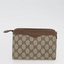 GUCCI GG Supreme Pouch PVC 2 Set Beige Gold Auth 181337-10
