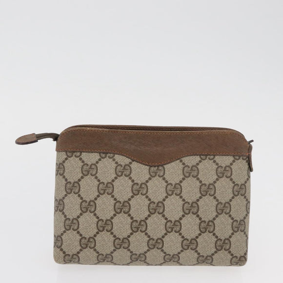 GUCCI GG Supreme Pouch PVC 2 Set Beige Gold Auth 181337