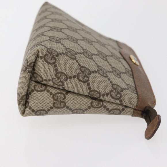 GUCCI GG Supreme Pouch PVC 2 Set Beige Gold Auth 181337