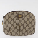 GUCCI GG Supreme Pouch PVC 2 Set Beige Gold Auth 181337-2