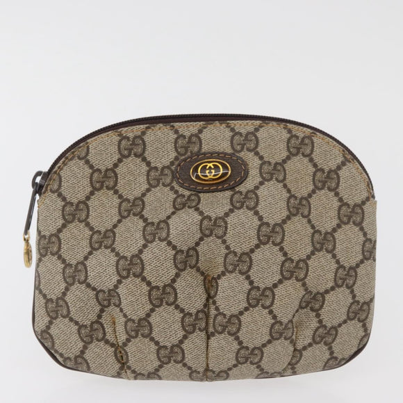 GUCCI GG Supreme Pouch PVC 2 Set Beige Gold Auth 181337