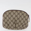 GUCCI GG Supreme Pouch PVC 2 Set Beige Gold Auth 181337-3