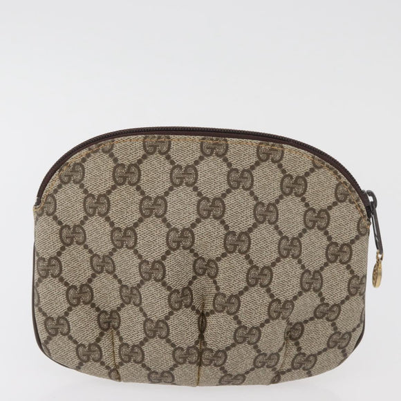 GUCCI GG Supreme Pouch PVC 2 Set Beige Gold Auth 181337