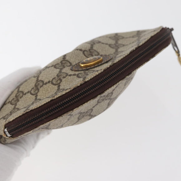 GUCCI GG Supreme Pouch PVC 2 Set Beige Gold Auth 181337