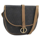 Christian Dior Honeycomb Canvas Shoulder Bag PVC Black Gold Auth 181344-1