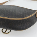 Christian Dior Honeycomb Canvas Shoulder Bag PVC Black Gold Auth 181344-15