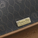 Christian Dior Honeycomb Canvas Shoulder Bag PVC Black Gold Auth 181344-17