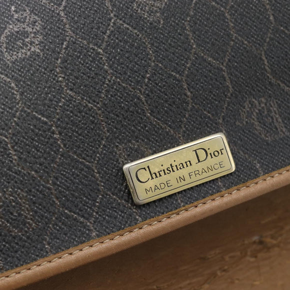Christian Dior Honeycomb Canvas Shoulder Bag PVC Black Gold Auth 181344