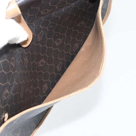 Christian Dior Honeycomb Canvas Shoulder Bag PVC Black Gold Auth 181344