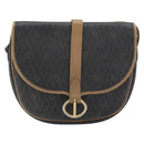 Christian Dior Honeycomb Canvas Shoulder Bag PVC Black Gold Auth 181344-13