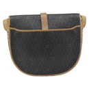 Christian Dior Honeycomb Canvas Shoulder Bag PVC Black Gold Auth 181344-2