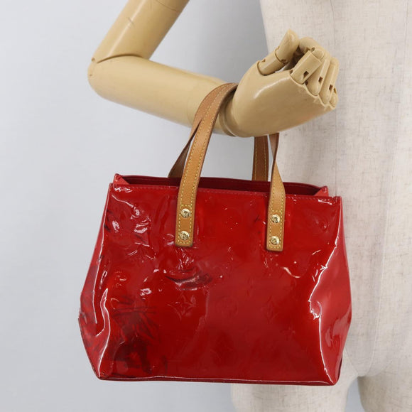 LOUIS VUITTON Monogram Vernis Reade PM Hand Bag Red Rouge M91088 LV Auth 181345