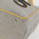 CHANEL Choco Bar Chain Shoulder Bag Canvas Gray Silver CC Auth 181350A-12