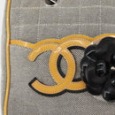 CHANEL Choco Bar Chain Shoulder Bag Canvas Gray Silver CC Auth 181350A-16