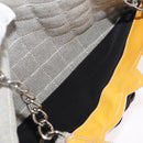 CHANEL Choco Bar Chain Shoulder Bag Canvas Gray Silver CC Auth 181350A-24