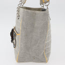 CHANEL Choco Bar Chain Shoulder Bag Canvas Gray Silver CC Auth 181350A-4