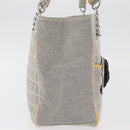 CHANEL Choco Bar Chain Shoulder Bag Canvas Gray Silver CC Auth 181350A-6