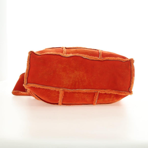 CHANEL Shoulder Bag Mouton Orange Silver CC Auth 181353V