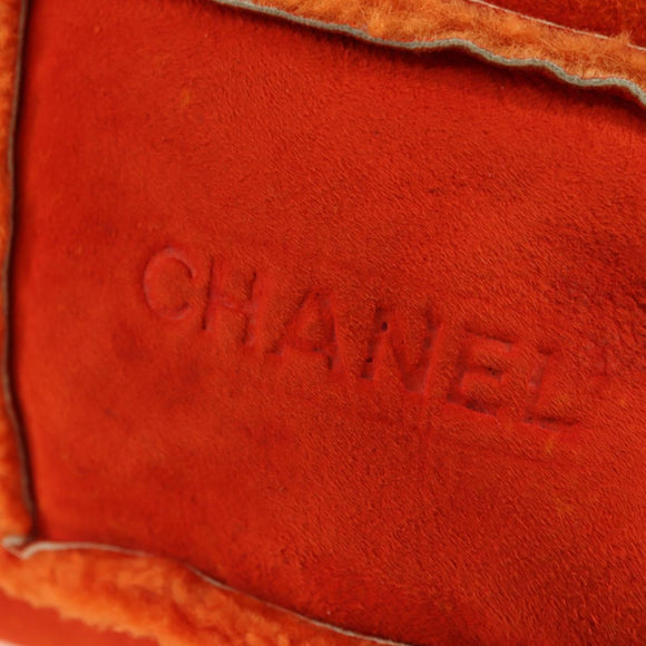 CHANEL Shoulder Bag Mouton Orange Silver CC Auth 181353V