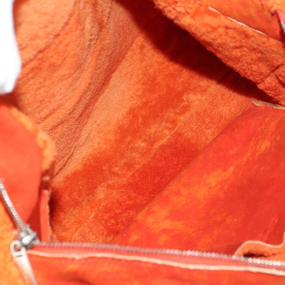 CHANEL Shoulder Bag Mouton Orange Silver CC Auth 181353V