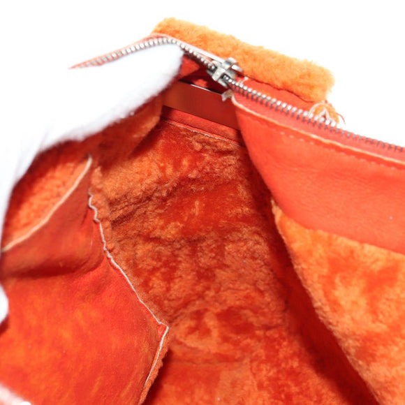 CHANEL Shoulder Bag Mouton Orange Silver CC Auth 181353V