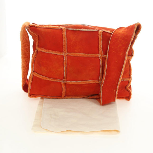 CHANEL Shoulder Bag Mouton Orange Silver CC Auth 181353V