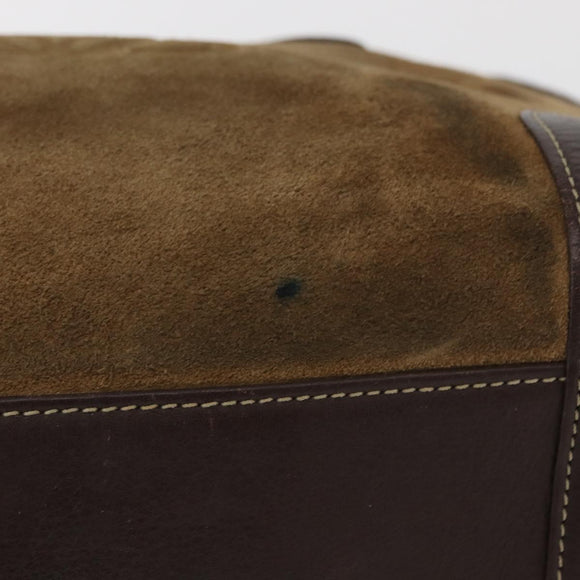 LOEWE Amazona 32 Hand Bag Suede Brown Gold Auth 181358