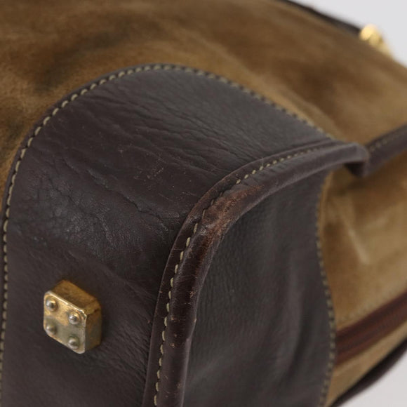 LOEWE Amazona 32 Hand Bag Suede Brown Gold Auth 181358