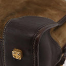 LOEWE Amazona 32 Hand Bag Suede Brown Gold Auth 181358-16