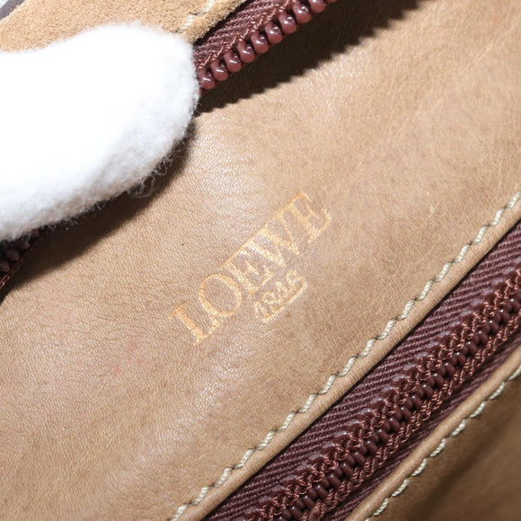 LOEWE Amazona 32 Hand Bag Suede Brown Gold Auth 181358