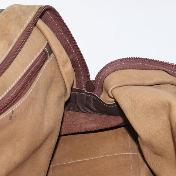 LOEWE Amazona 32 Hand Bag Suede Brown Gold Auth 181358