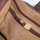 LOEWE Amazona 32 Hand Bag Suede Brown Gold Auth 181358-21