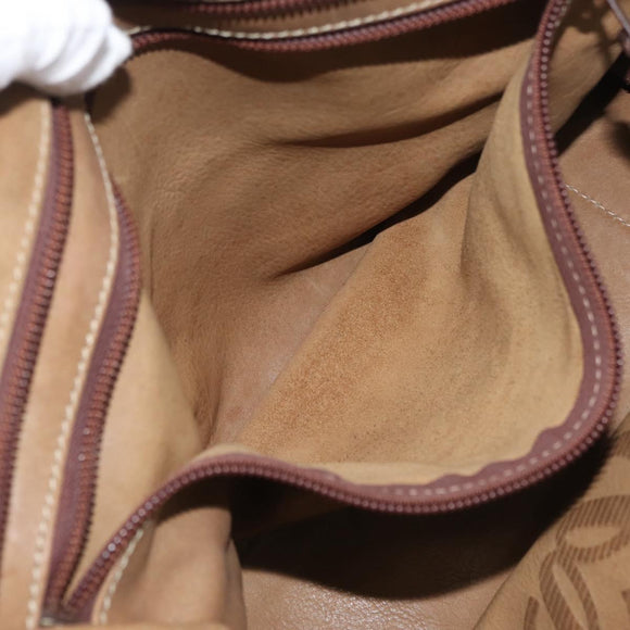 LOEWE Amazona 32 Hand Bag Suede Brown Gold Auth 181358