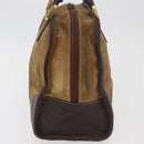 LOEWE Amazona 32 Hand Bag Suede Brown Gold Auth 181358-3