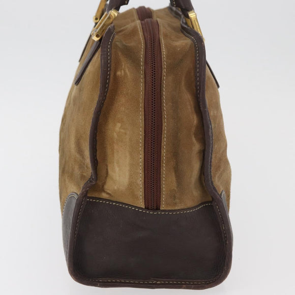 LOEWE Amazona 32 Hand Bag Suede Brown Gold Auth 181358