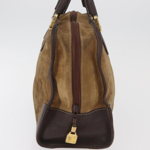 LOEWE Amazona 32 Hand Bag Suede Brown Gold Auth 181358