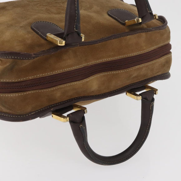 LOEWE Amazona 32 Hand Bag Suede Brown Gold Auth 181358