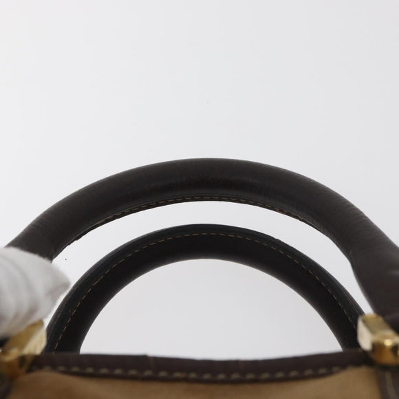 LOEWE Amazona 32 Hand Bag Suede Brown Gold Auth 181358