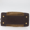 LOEWE Amazona 32 Hand Bag Suede Brown Gold Auth 181358-5