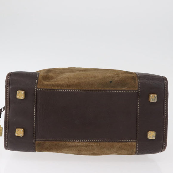LOEWE Amazona 32 Hand Bag Suede Brown Gold Auth 181358